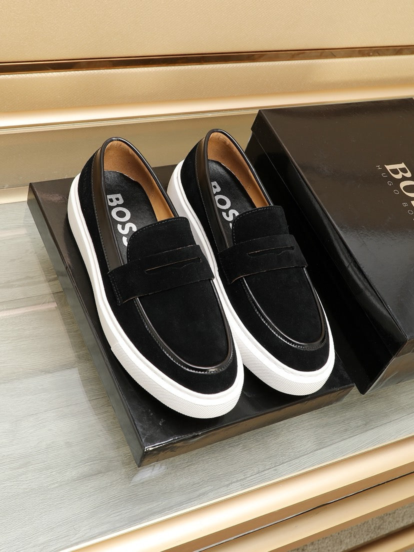 Boss Men's Luxury Leather Slip-On Loafers