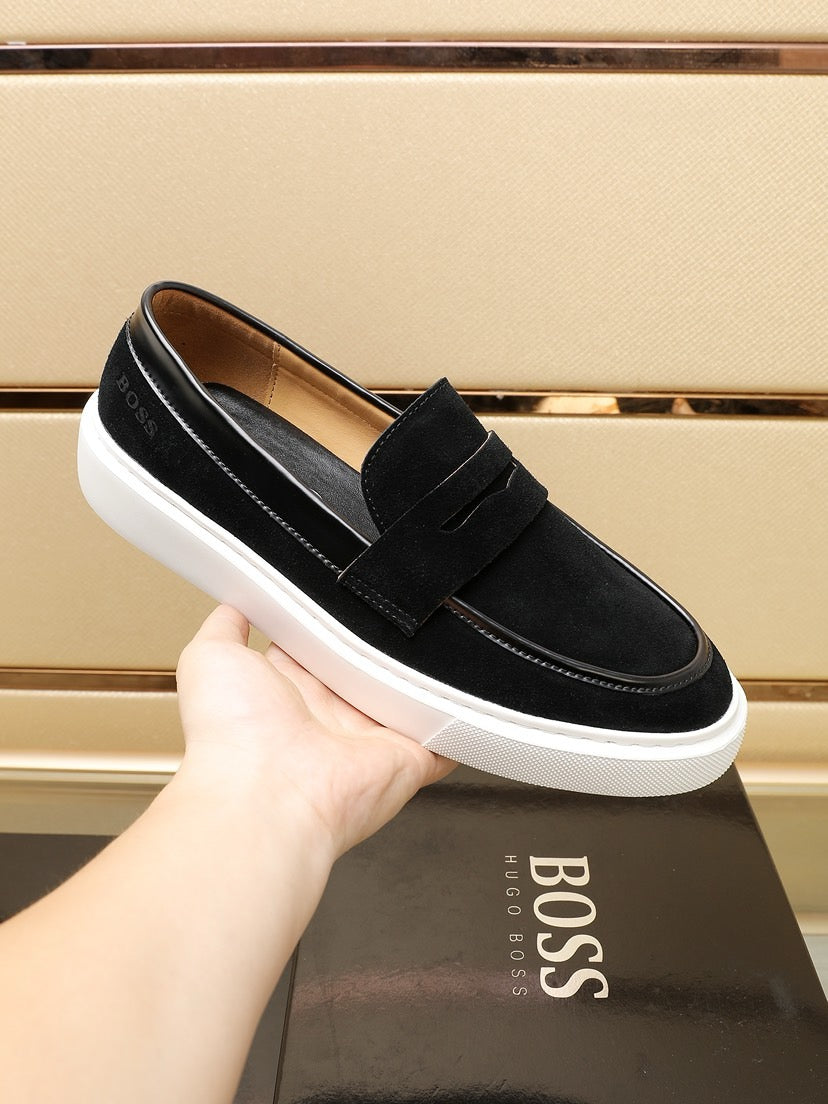Boss Men's Luxury Leather Slip-On Loafers