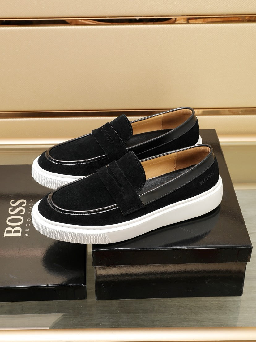 Boss Men's Luxury Leather Slip-On Loafers
