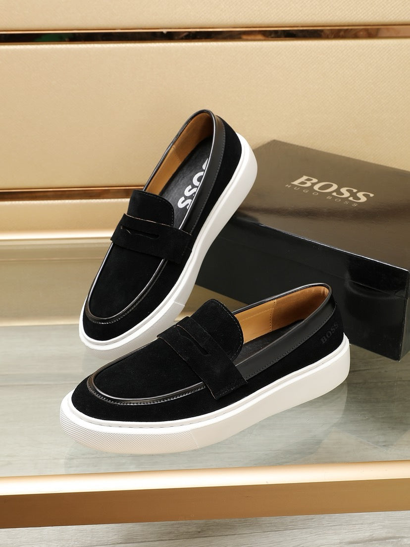Boss Men's Luxury Leather Slip-On Loafers