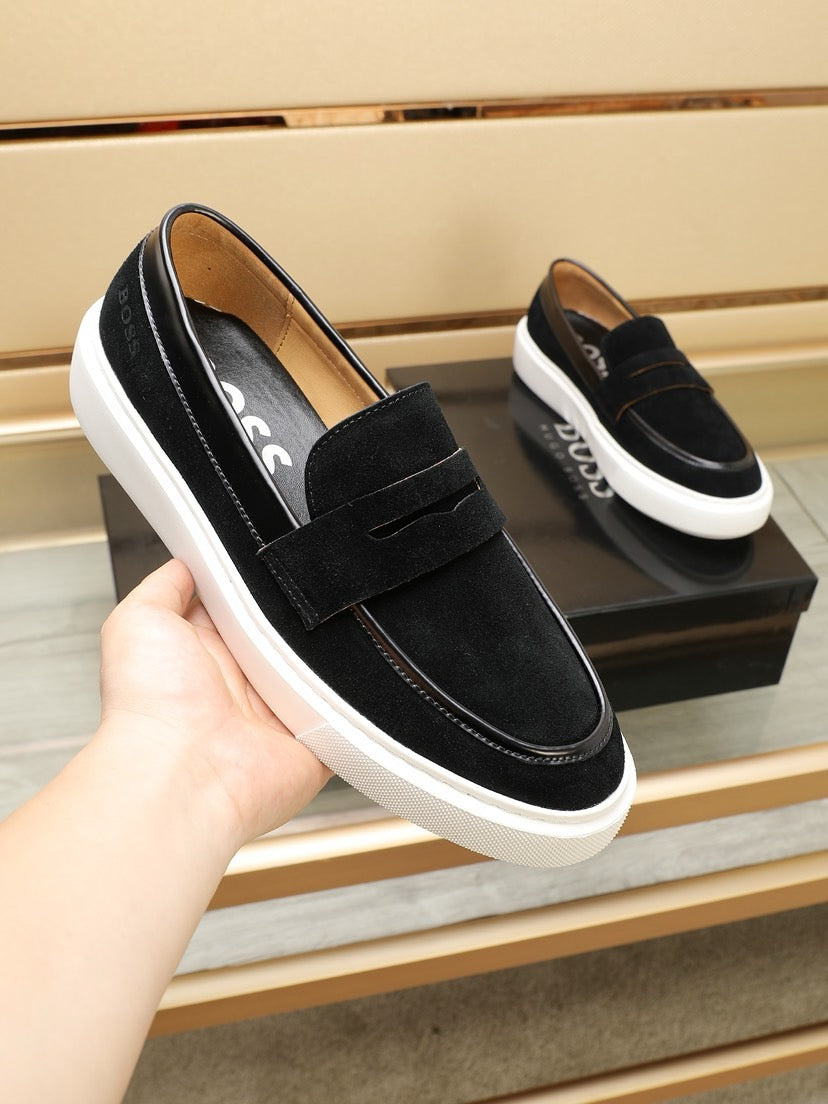 Boss Men's Luxury Leather Slip-On Loafers