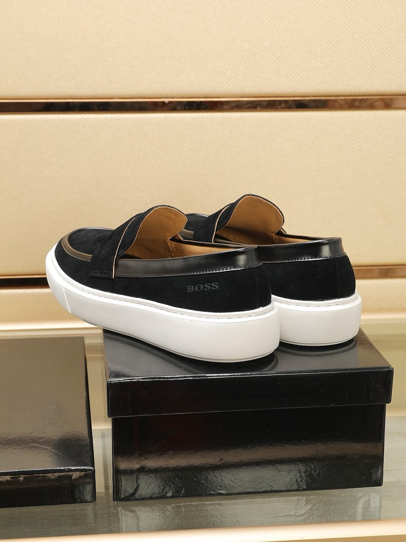 Boss Men's Luxury Leather Slip-On Loafers