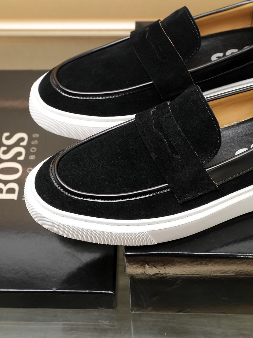 Boss Men's Luxury Leather Slip-On Loafers