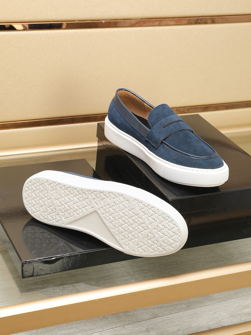 Boss Men's Luxury Leather Slip-On Loafers