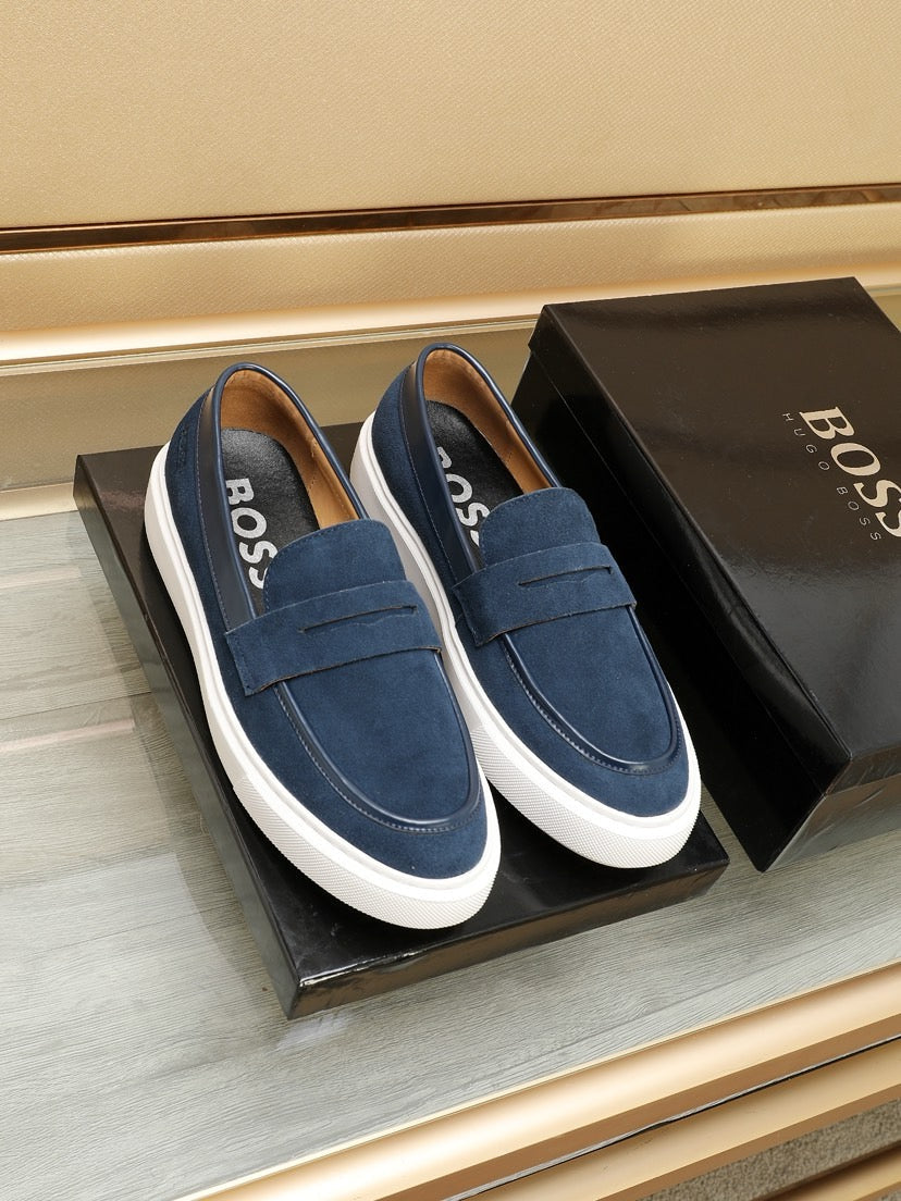 Boss Men's Luxury Leather Slip-On Loafers