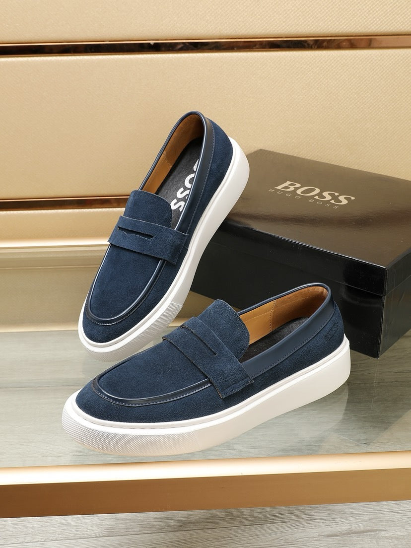 Boss Men's Luxury Leather Slip-On Loafers