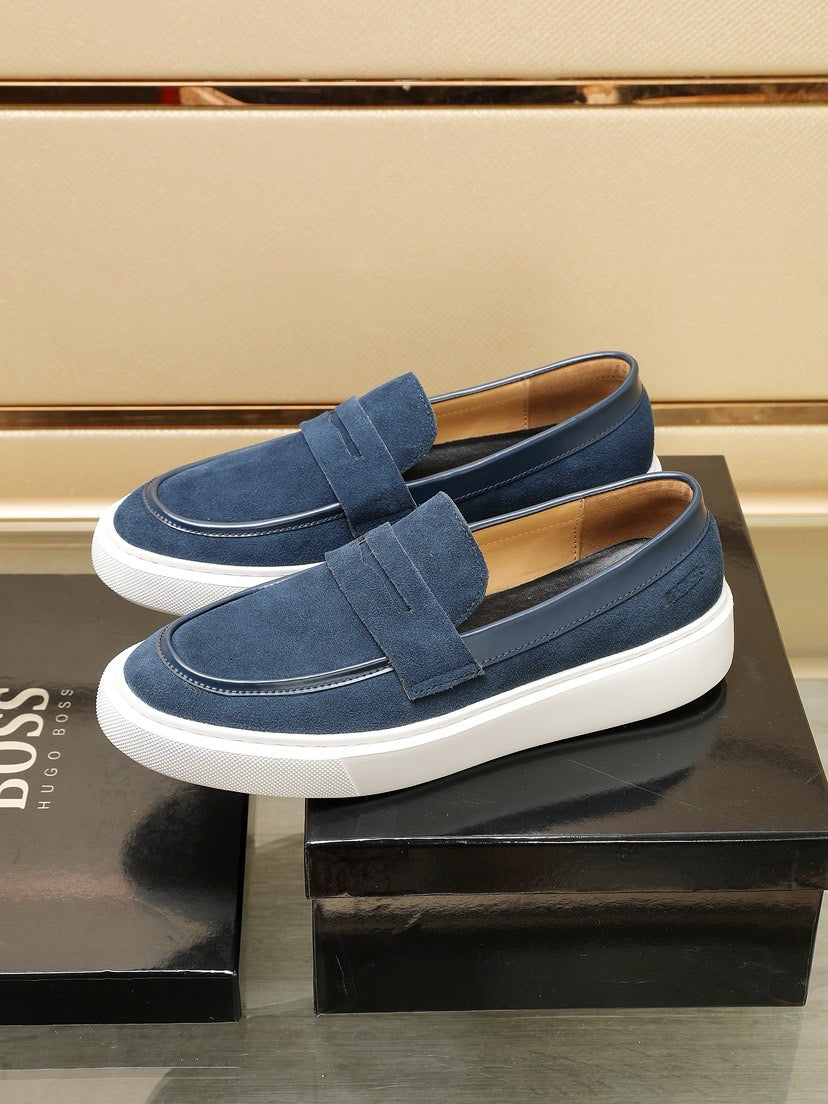 Boss Men's Luxury Leather Slip-On Loafers