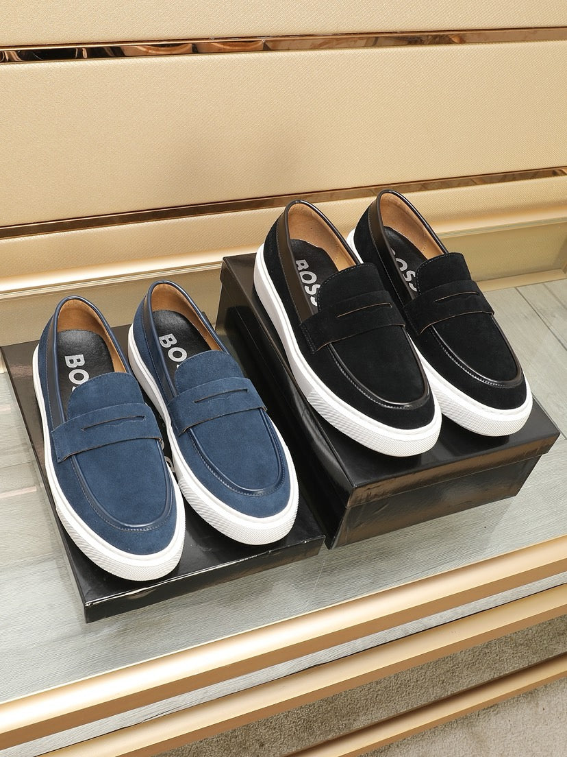 Boss Men's Luxury Leather Slip-On Loafers