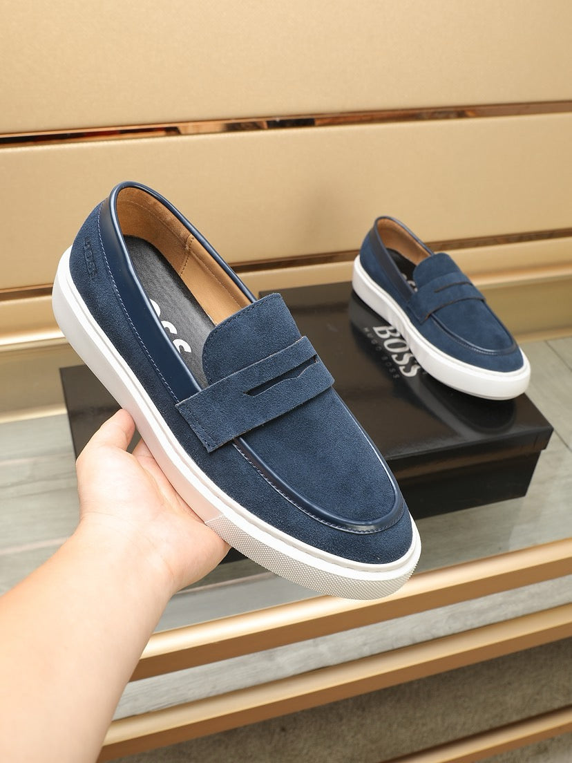 Boss Men's Luxury Leather Slip-On Loafers