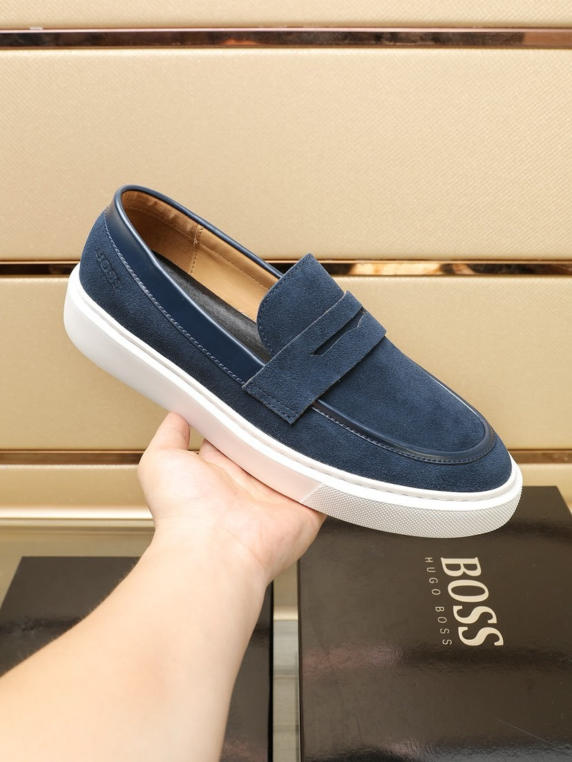 Boss Men's Luxury Leather Slip-On Loafers