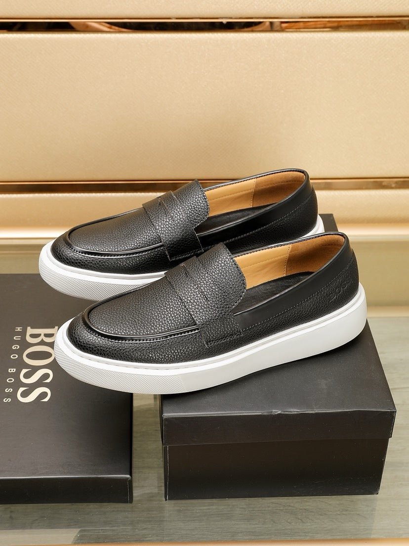 Boss Men's Luxury Leather Slip-On Loafers