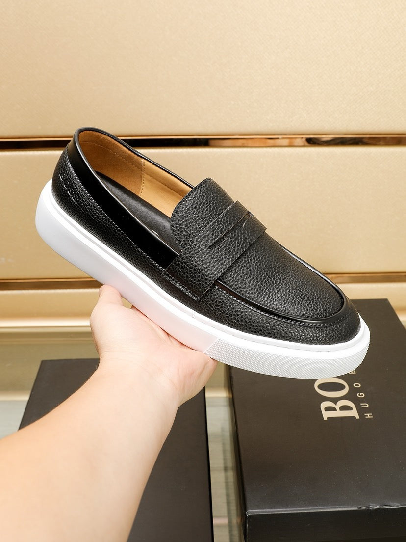 Boss Men's Luxury Leather Slip-On Loafers