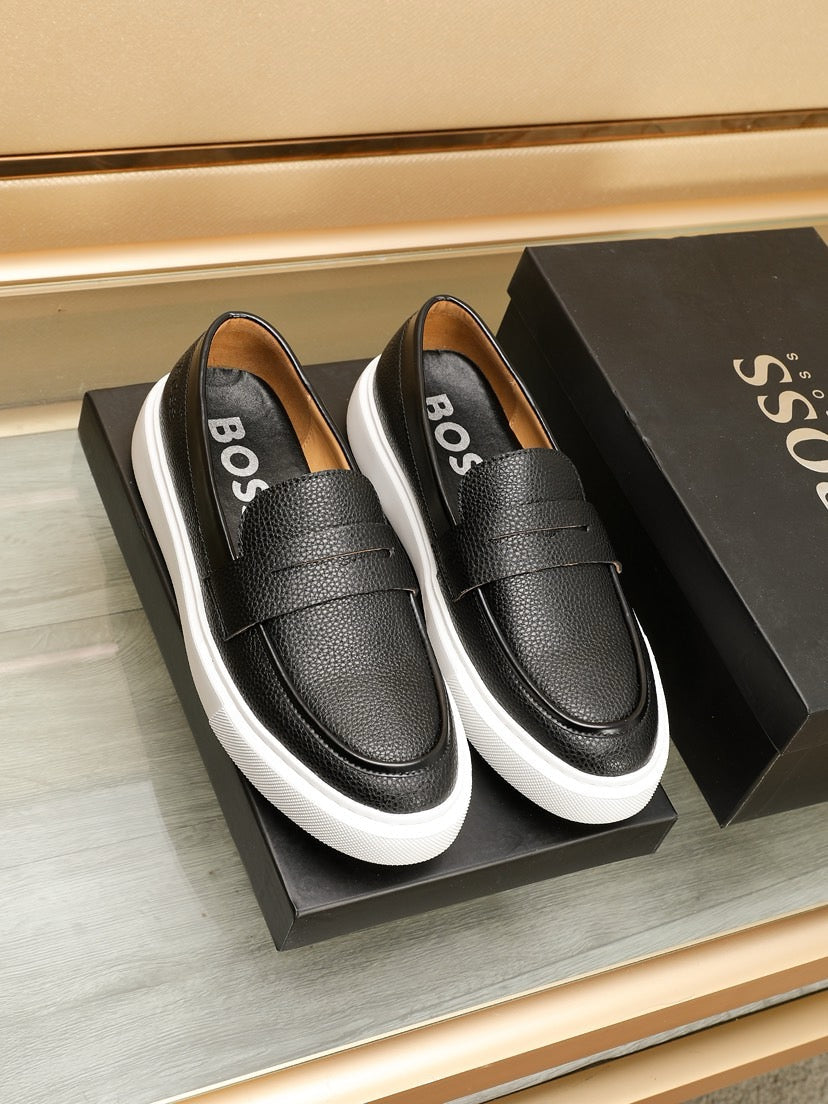 Boss Men's Luxury Leather Slip-On Loafers