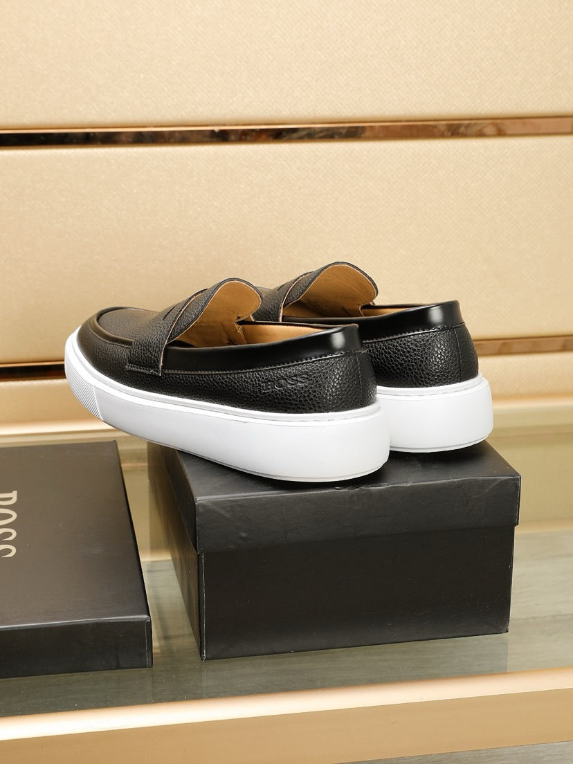 Boss Men's Luxury Leather Slip-On Loafers