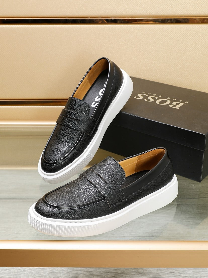 Boss Men's Luxury Leather Slip-On Loafers