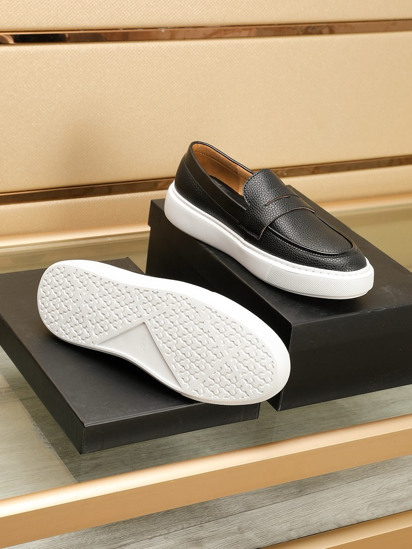 Boss Men's Luxury Leather Slip-On Loafers