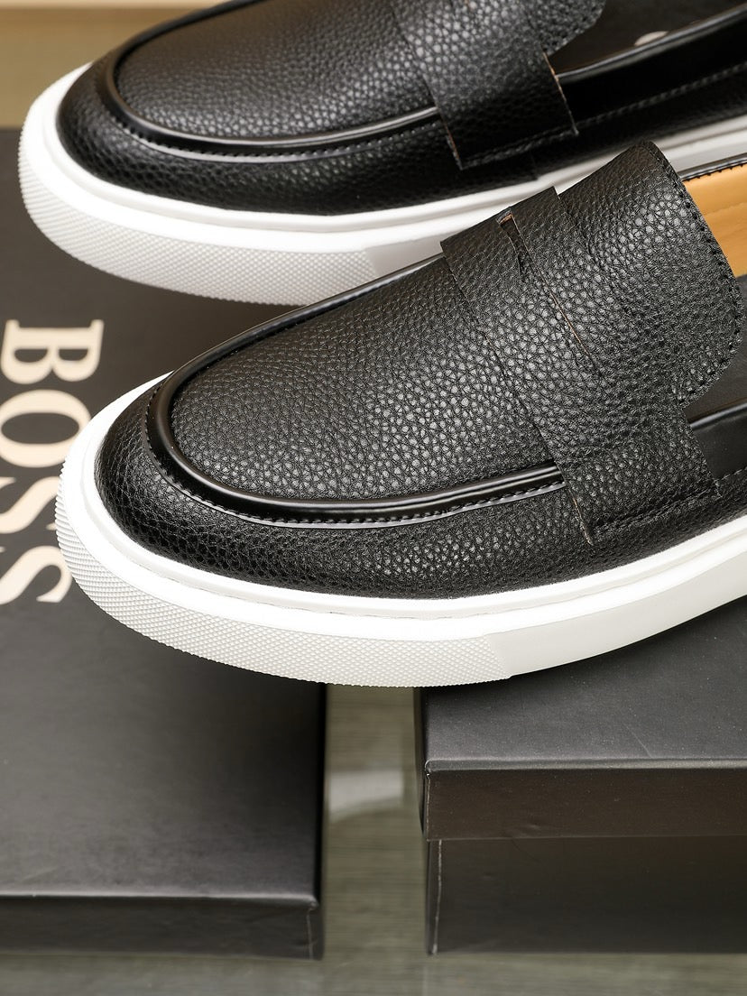 Boss Men's Luxury Leather Slip-On Loafers
