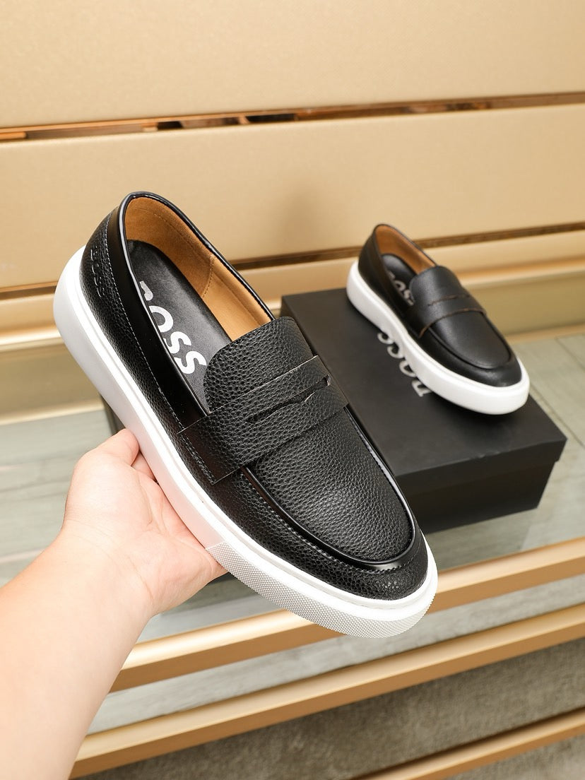 Boss Men's Luxury Leather Slip-On Loafers