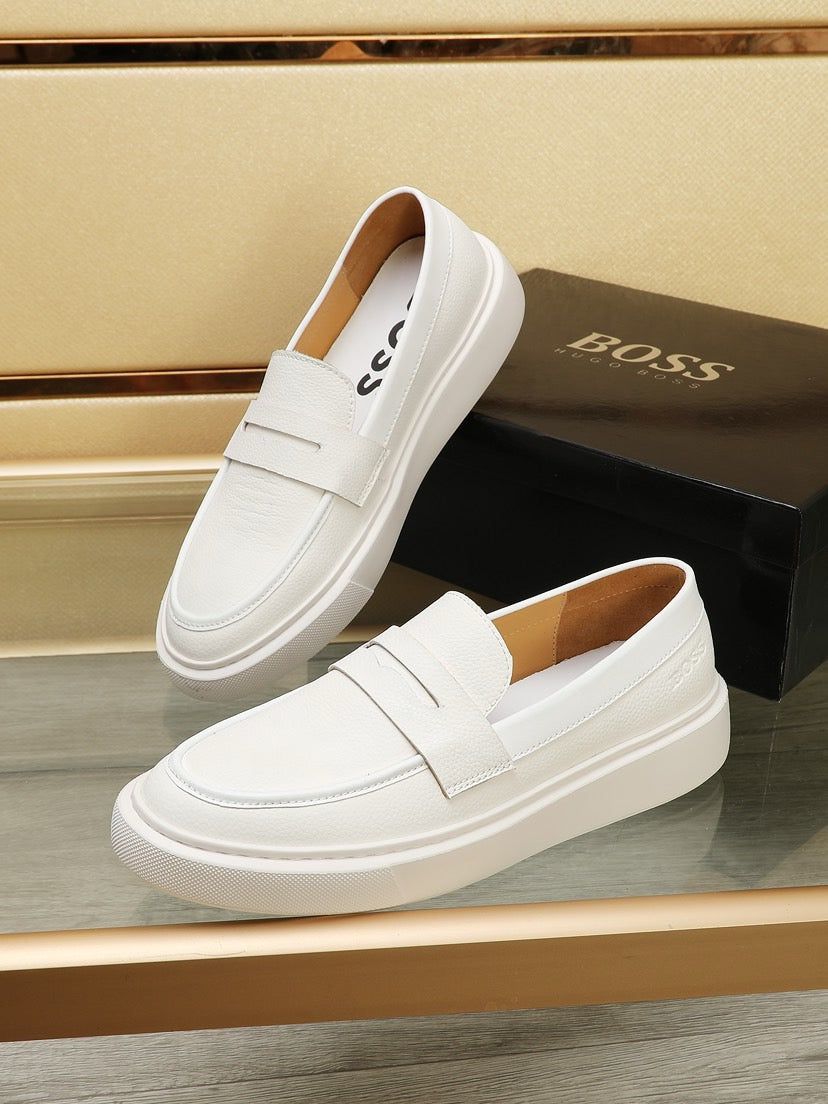 Boss Men's Luxury Leather Slip-On Loafers