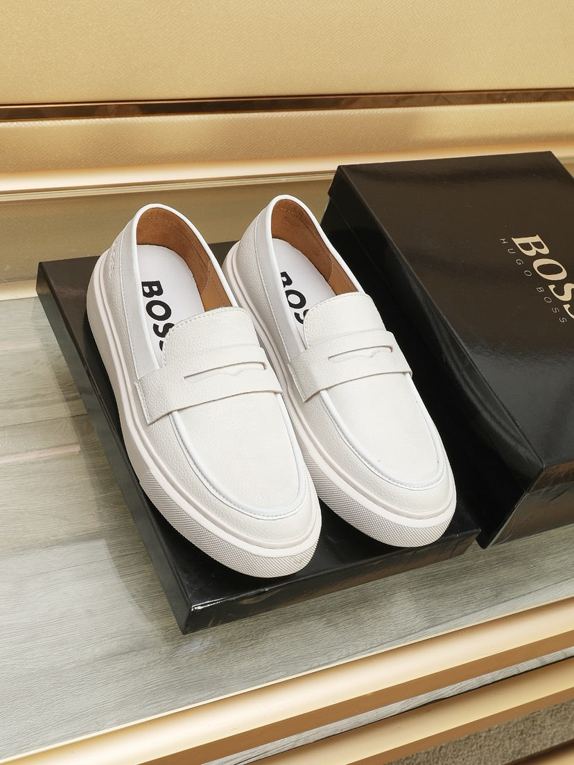 Boss Men's Luxury Leather Slip-On Loafers
