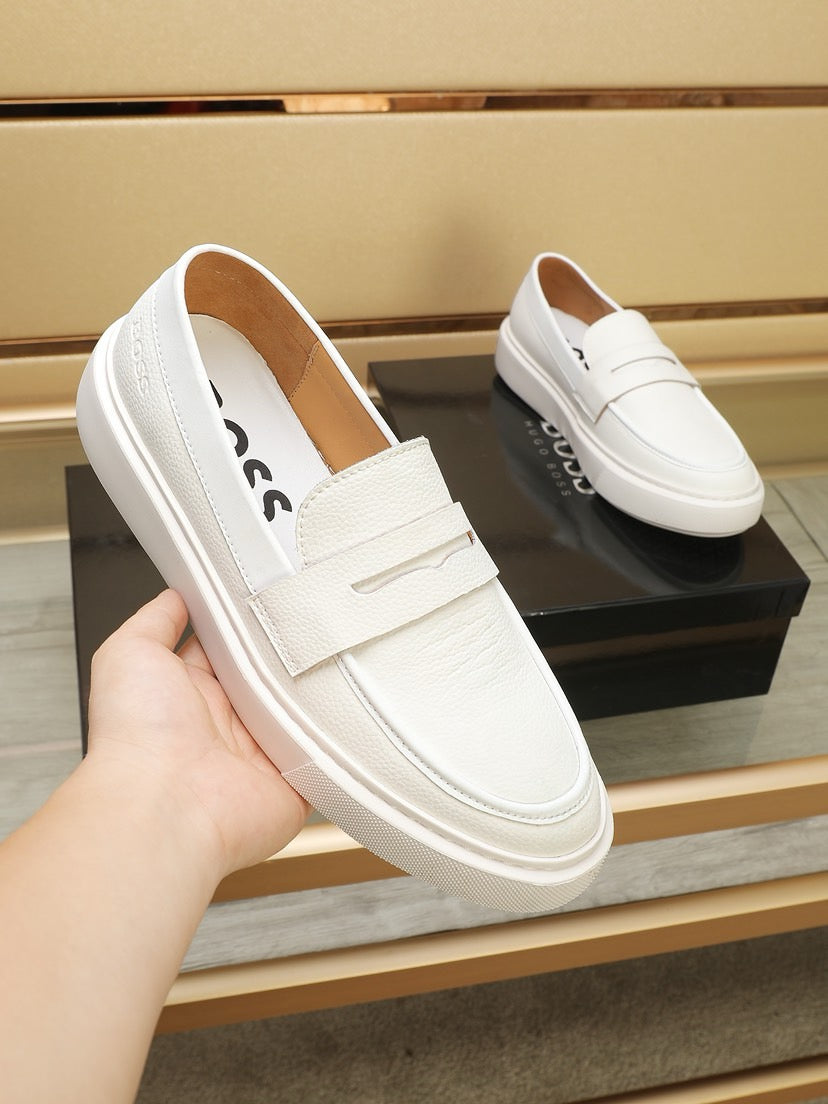 Boss Men's Luxury Leather Slip-On Loafers