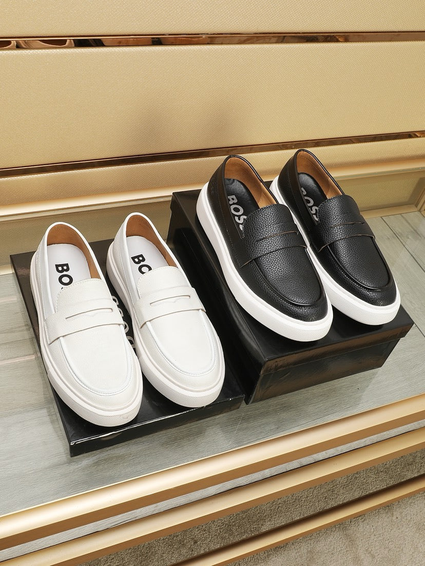 Boss Men's Luxury Leather Slip-On Loafers