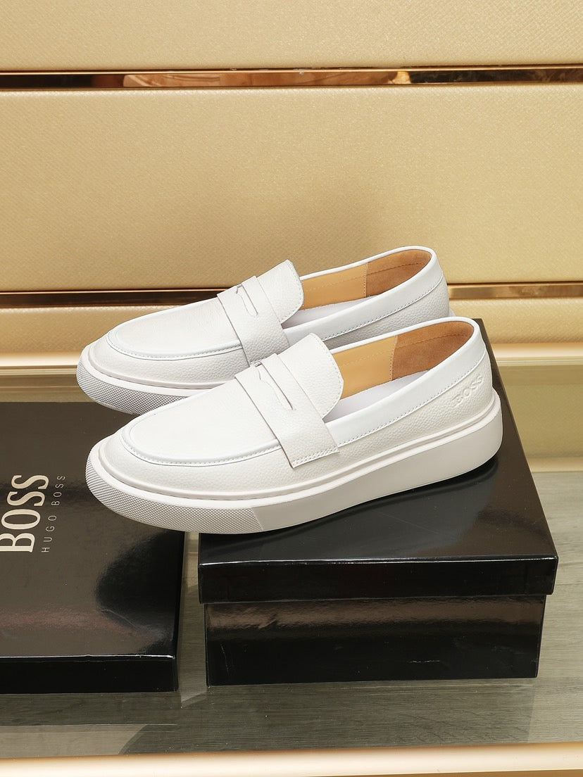 Boss Men's Luxury Leather Slip-On Loafers