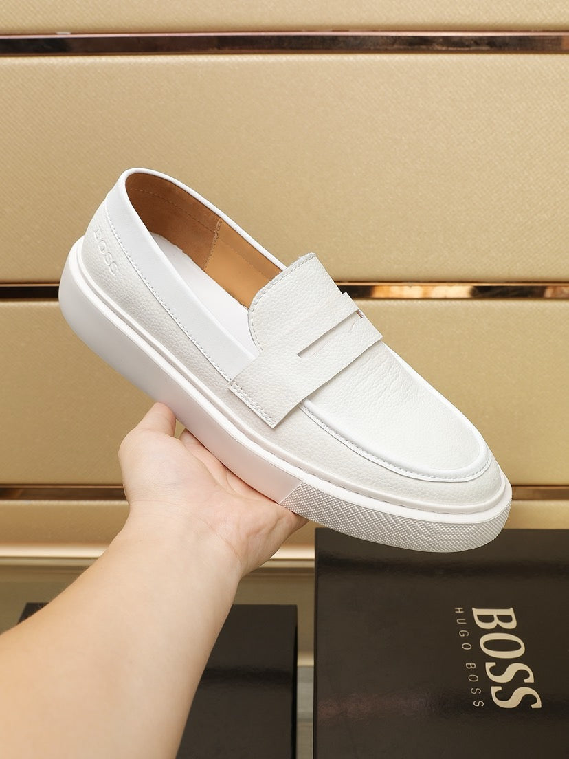 Boss Men's Luxury Leather Slip-On Loafers