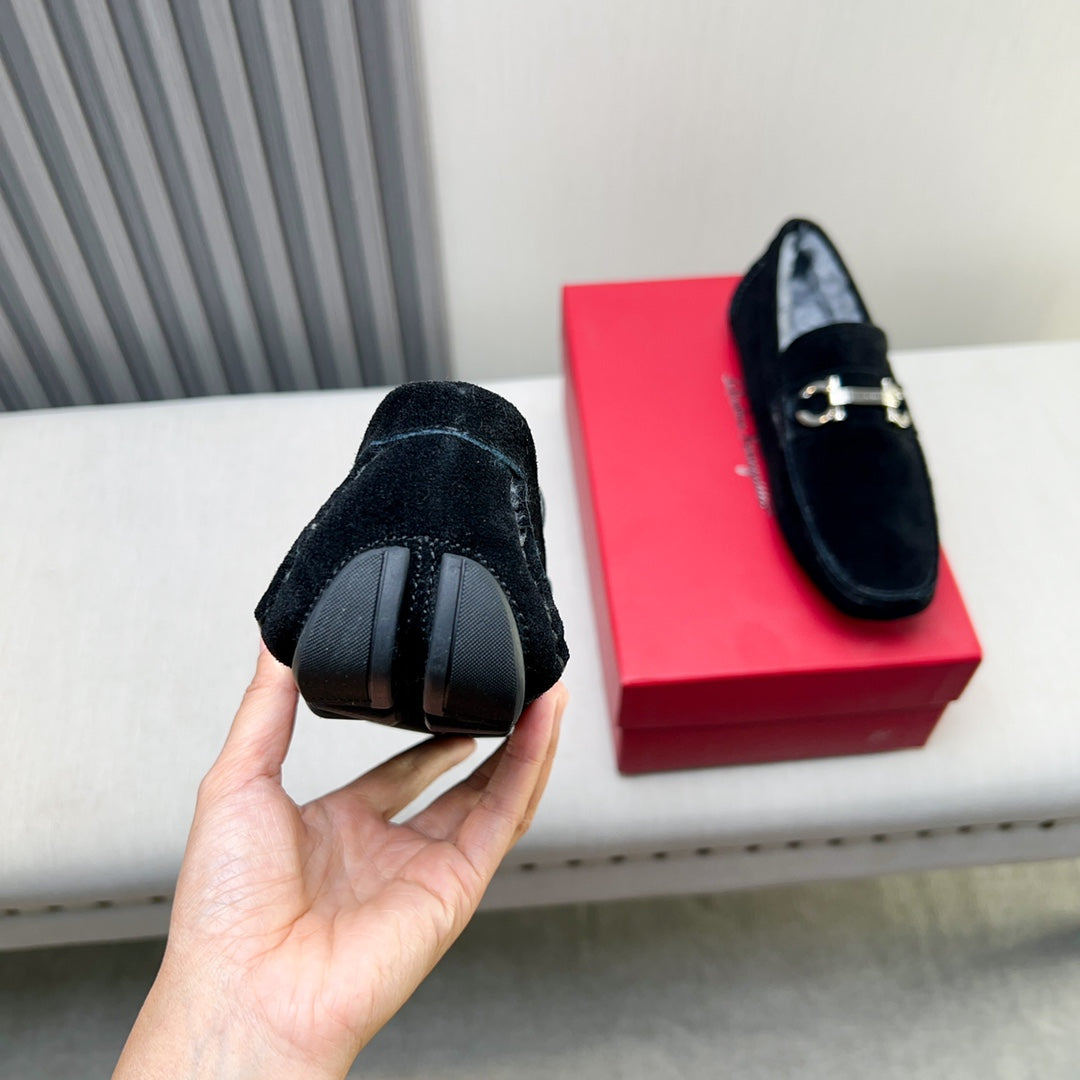 Ferragamo Imported Cowhide Fur-Lined Loafers