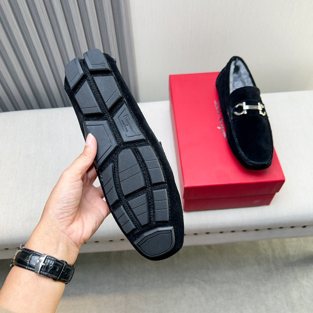 Ferragamo Imported Cowhide Fur-Lined Loafers