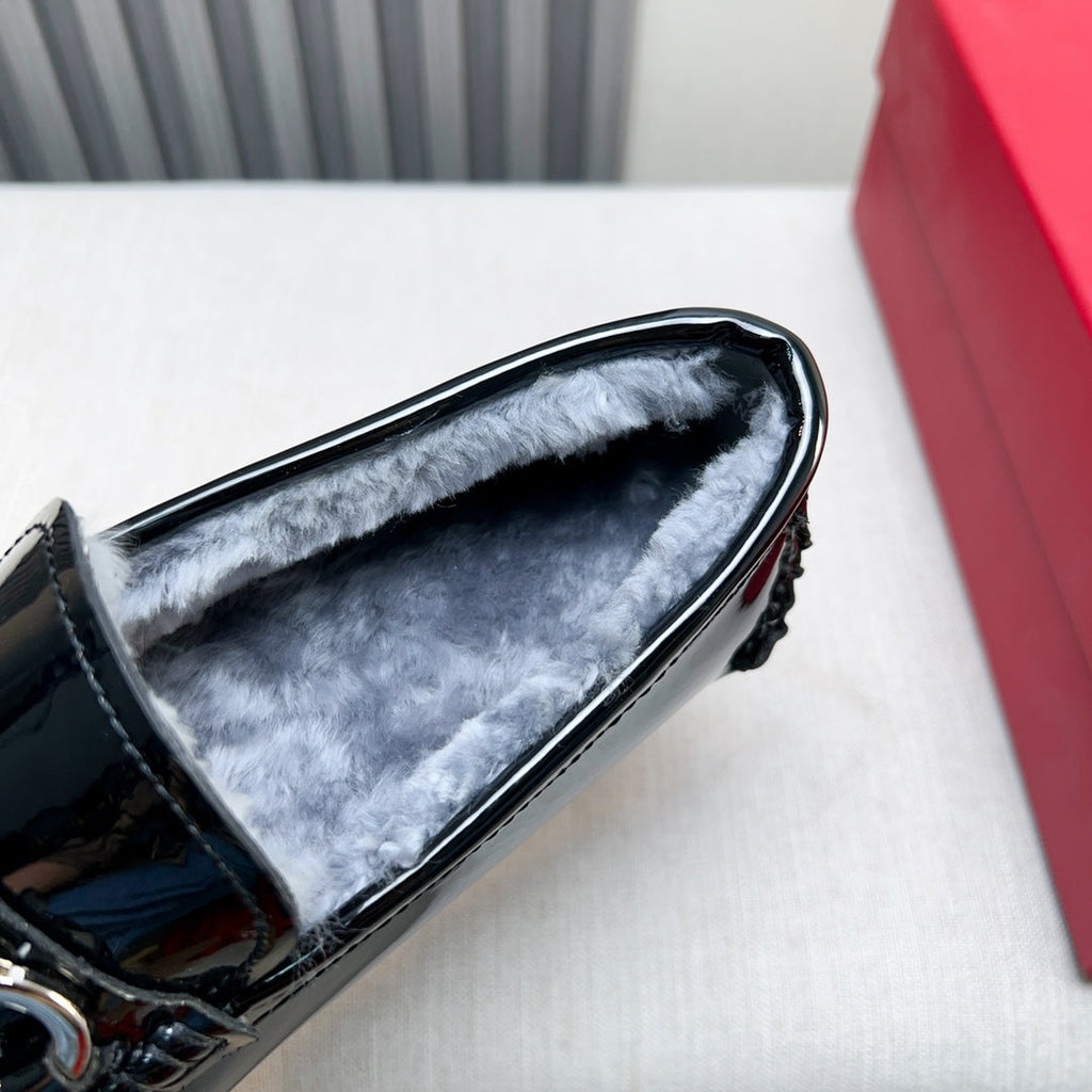 Ferragamo Imported Cowhide Fur-Lined Loafers