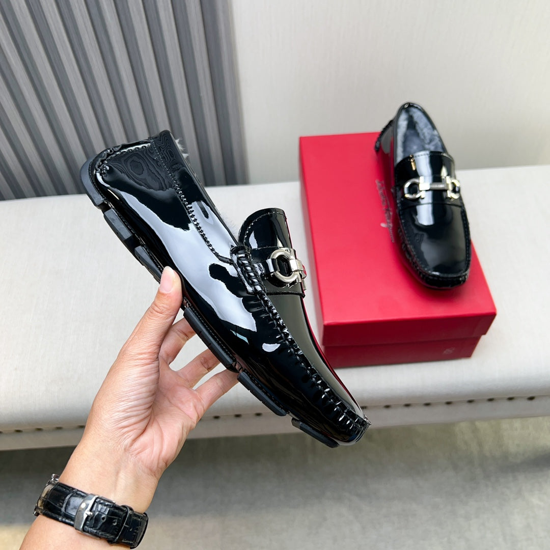 Ferragamo Imported Cowhide Fur-Lined Loafers