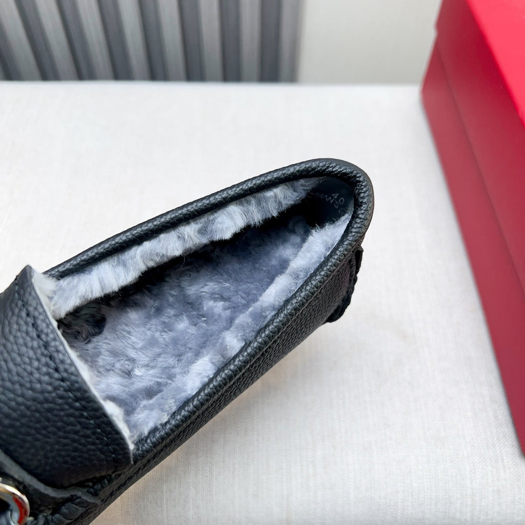 Ferragamo Imported Cowhide Fur-Lined Loafers