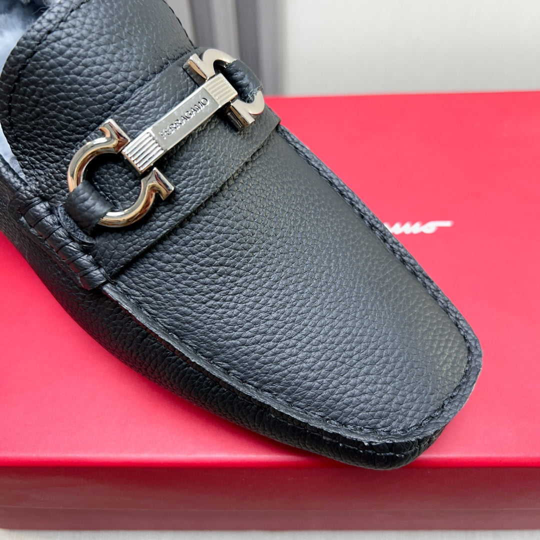 Ferragamo Imported Cowhide Fur-Lined Loafers