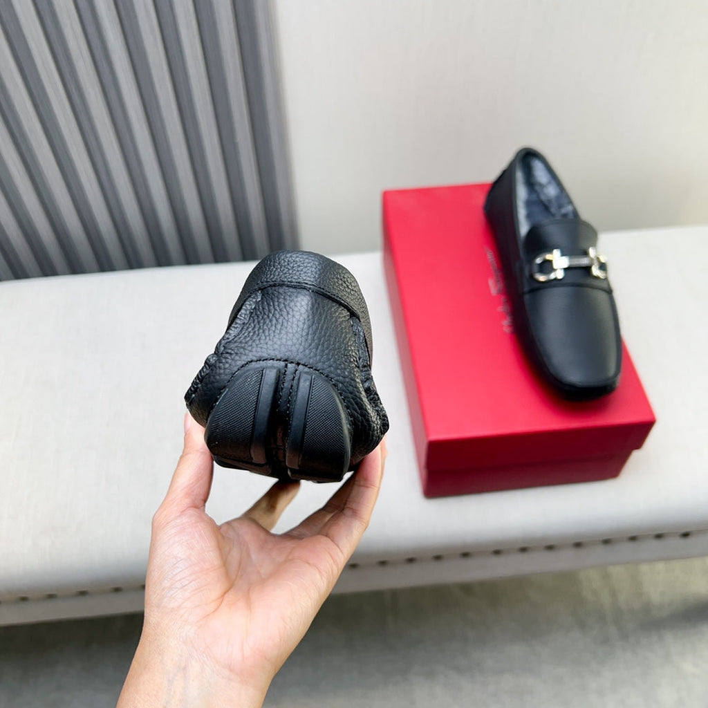 Ferragamo Imported Cowhide Fur-Lined Loafers