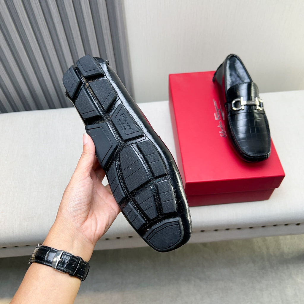 Ferragamo Imported Cowhide Fur-Lined Loafers
