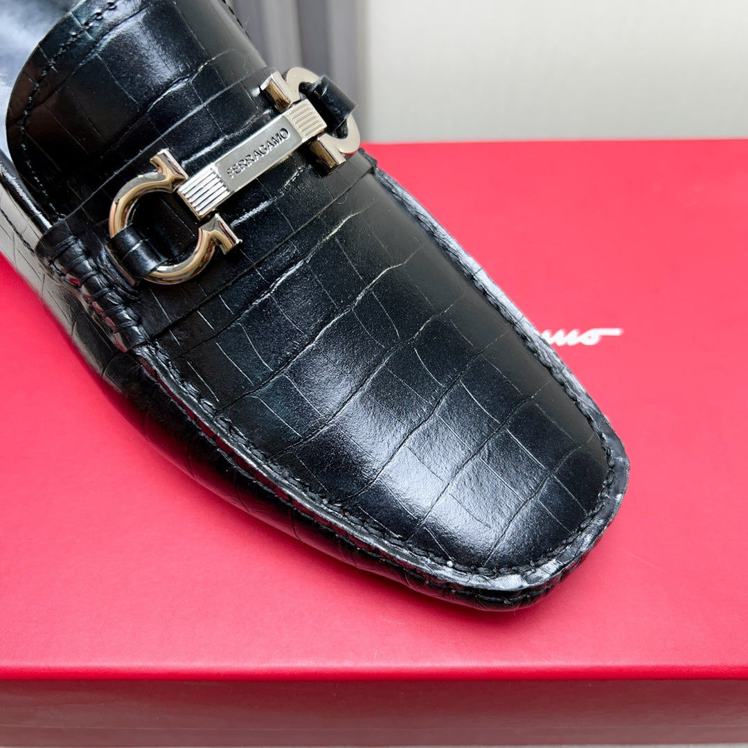 Ferragamo Imported Cowhide Fur-Lined Loafers