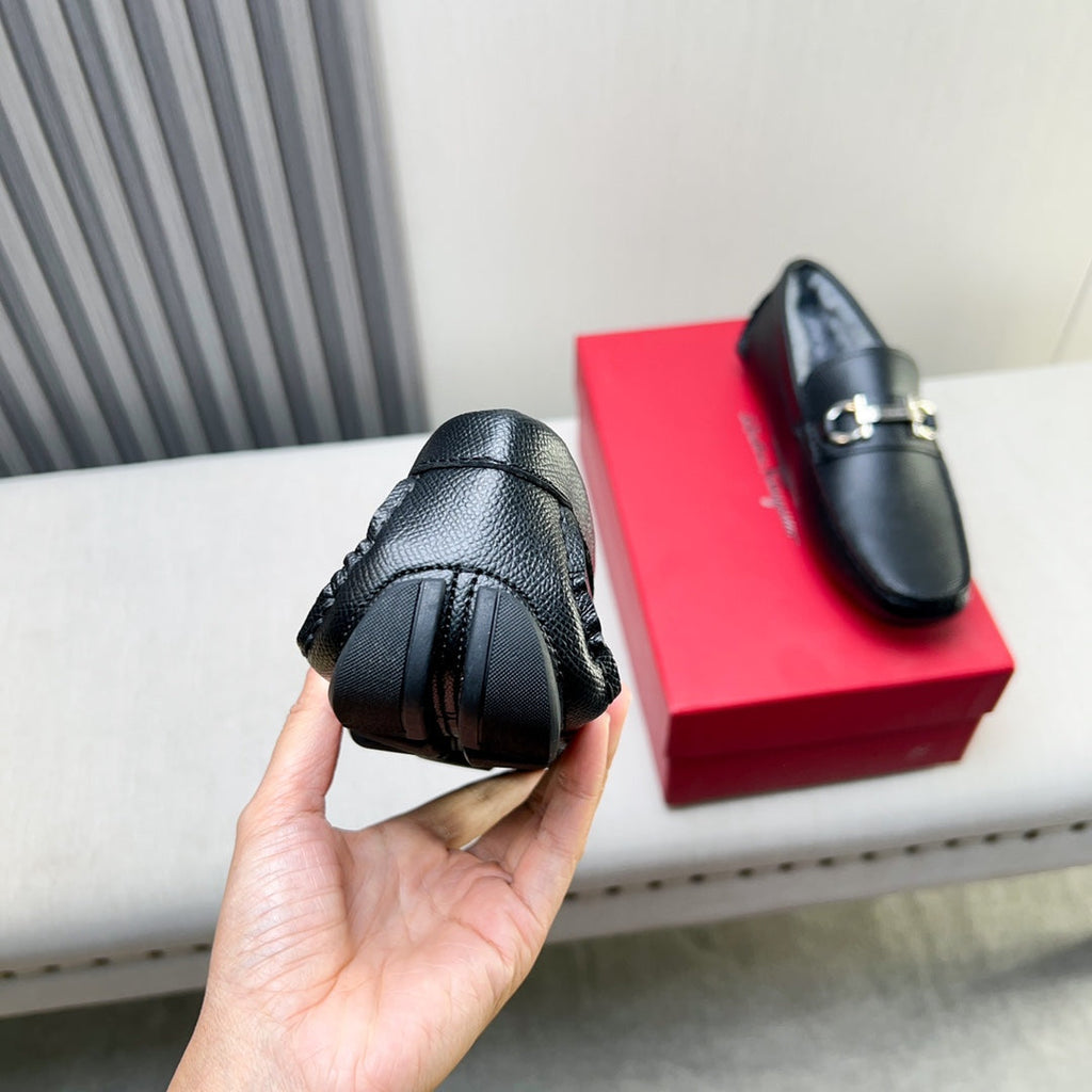 Ferragamo Imported Cowhide Fur-Lined Loafers