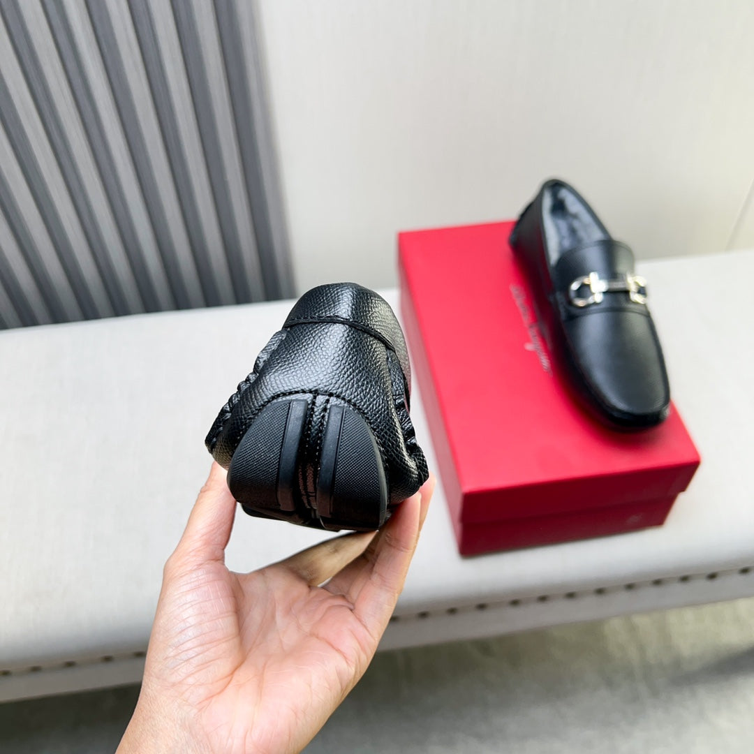 Ferragamo Imported Cowhide Fur-Lined Loafers