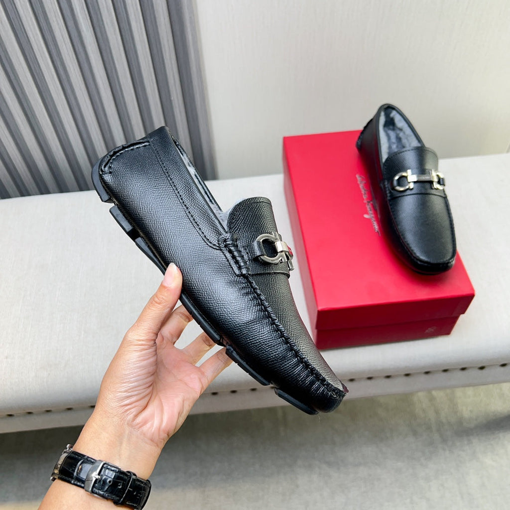 Ferragamo Imported Cowhide Fur-Lined Loafers