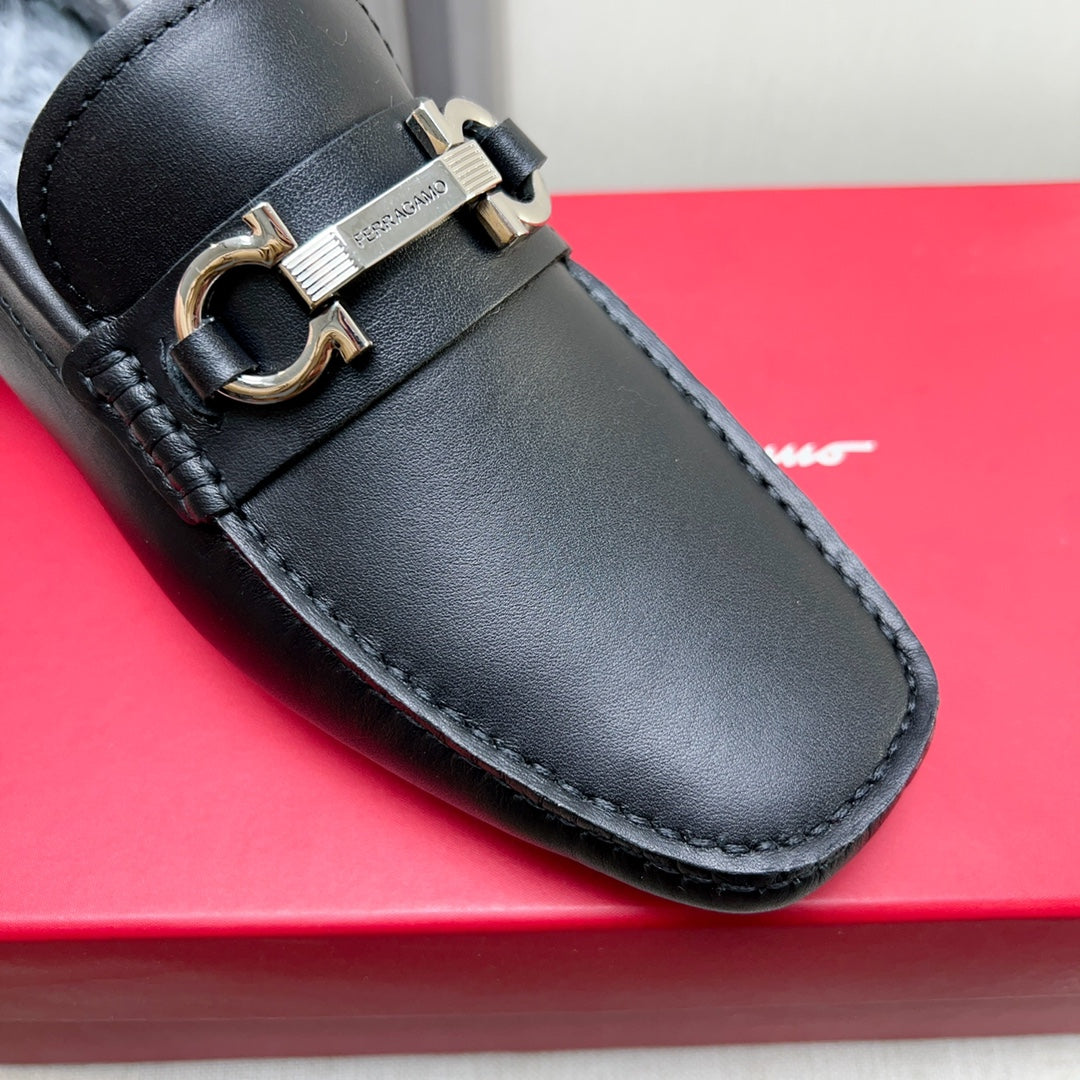 Ferragamo Imported Cowhide Fur-Lined Loafers
