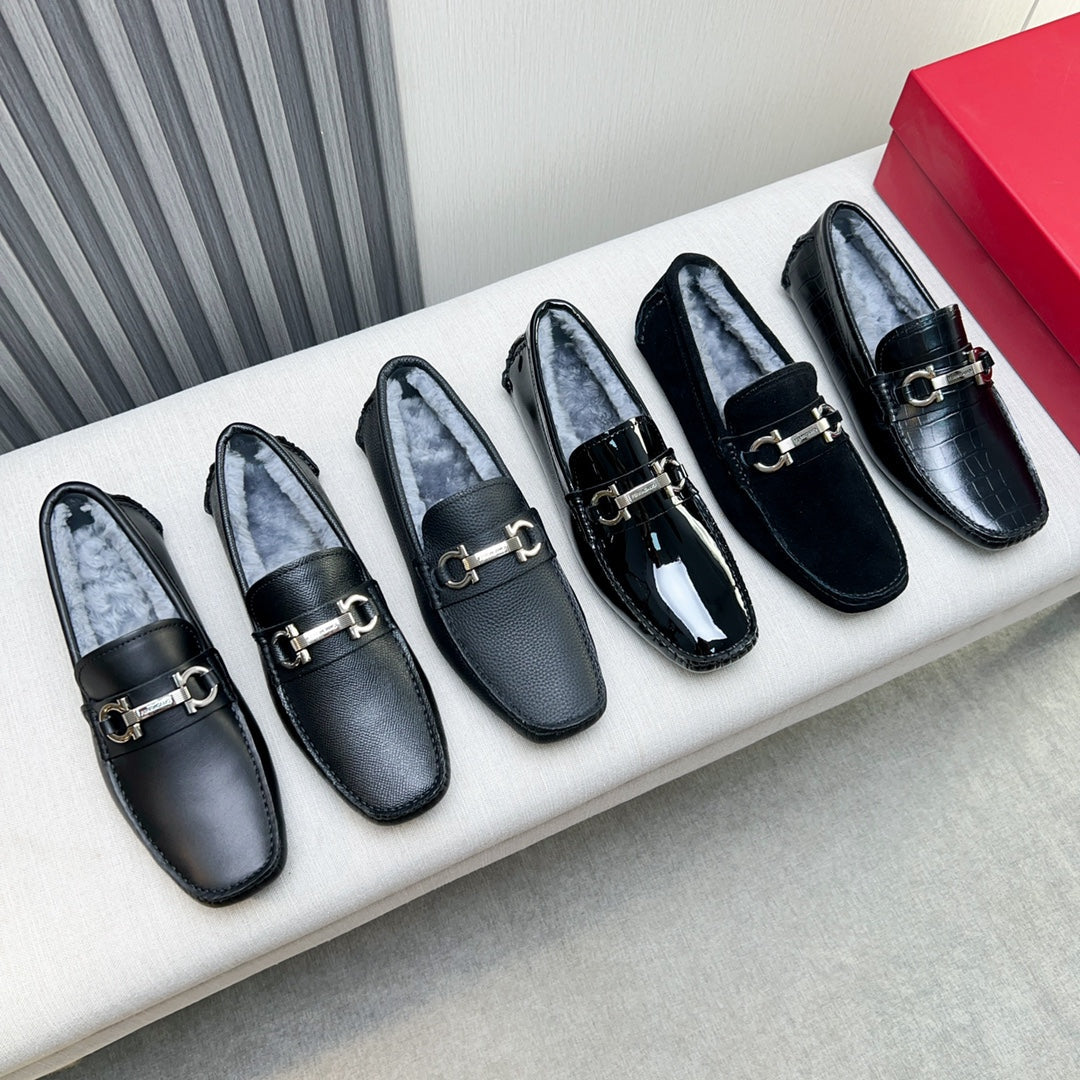 Ferragamo Imported Cowhide Fur-Lined Loafers