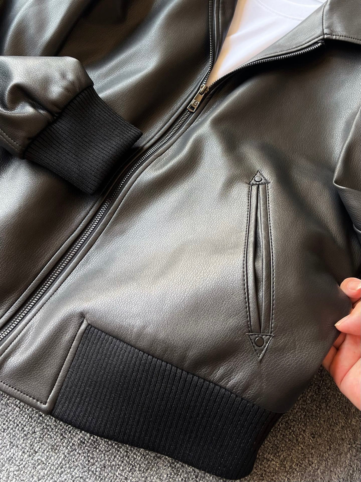 Zegna Padded Sheepskin Collared Leather Jacket