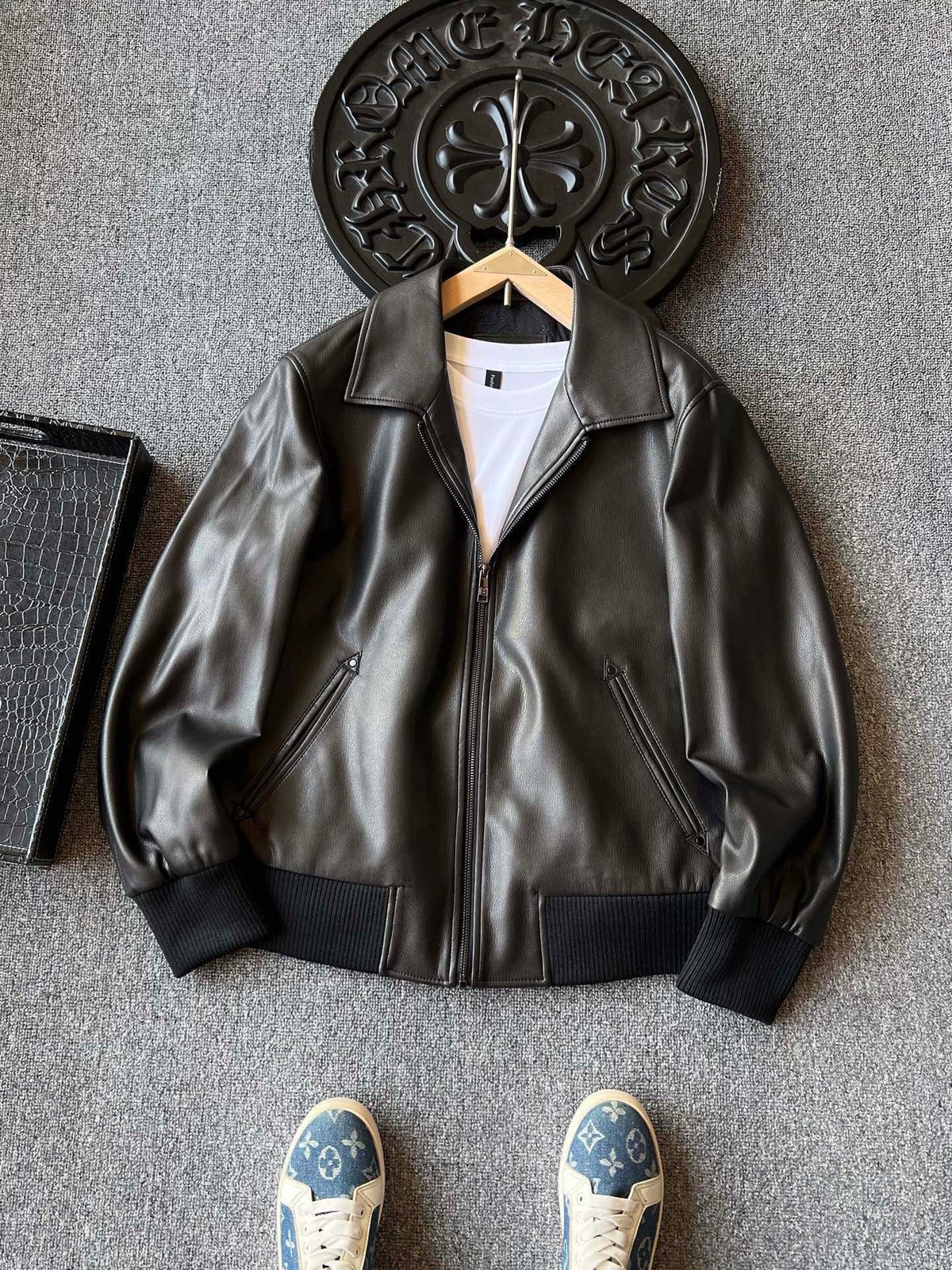Zegna Padded Sheepskin Collared Leather Jacket