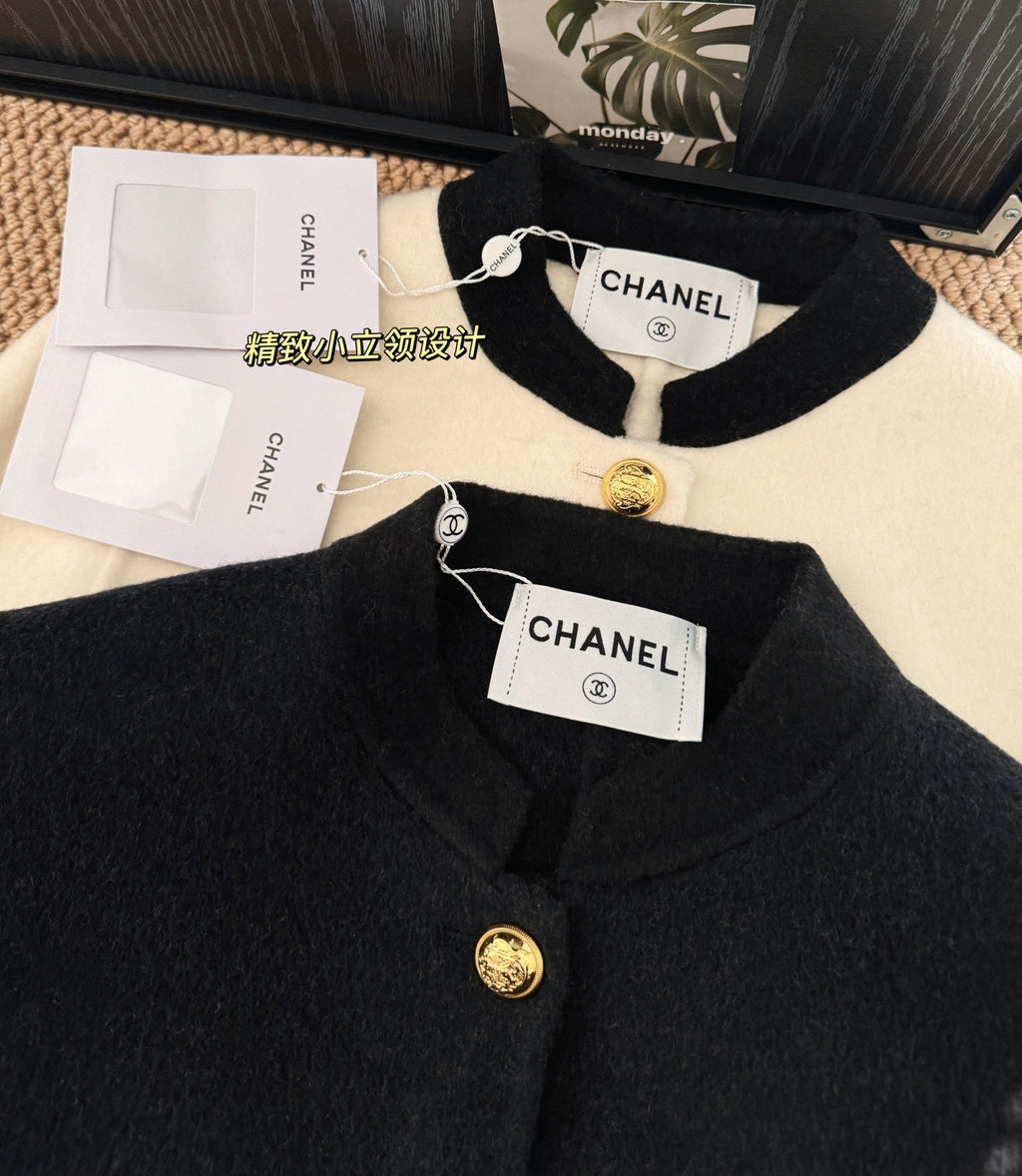 Chanel Custom Metal Button Double-Faced Cashmere Jacket