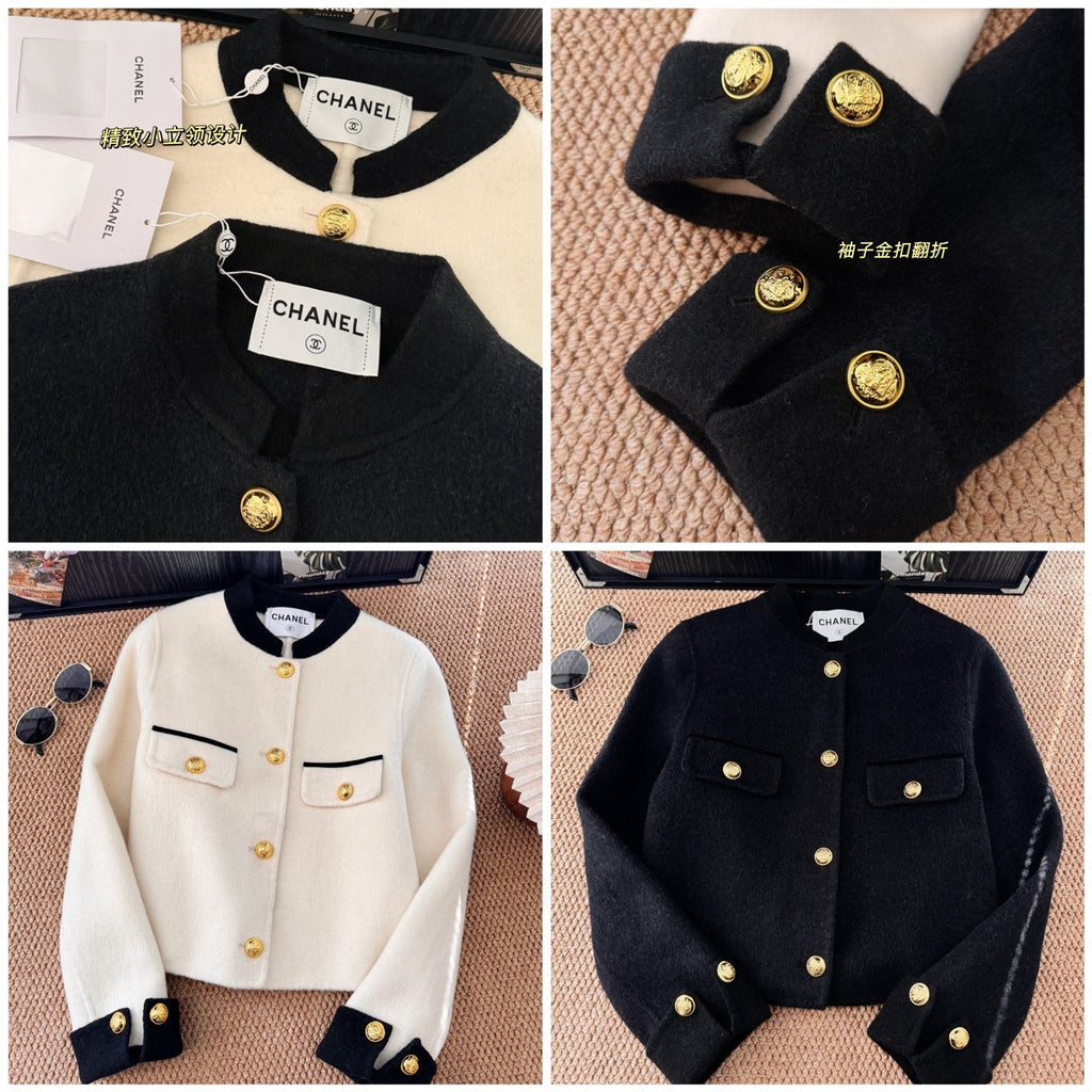 Chanel Custom Metal Button Double-Faced Cashmere Jacket