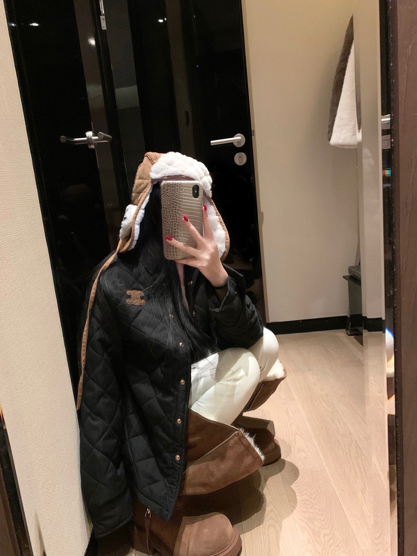 Celine Triomphe Custom Metal Button Puffer Jacket