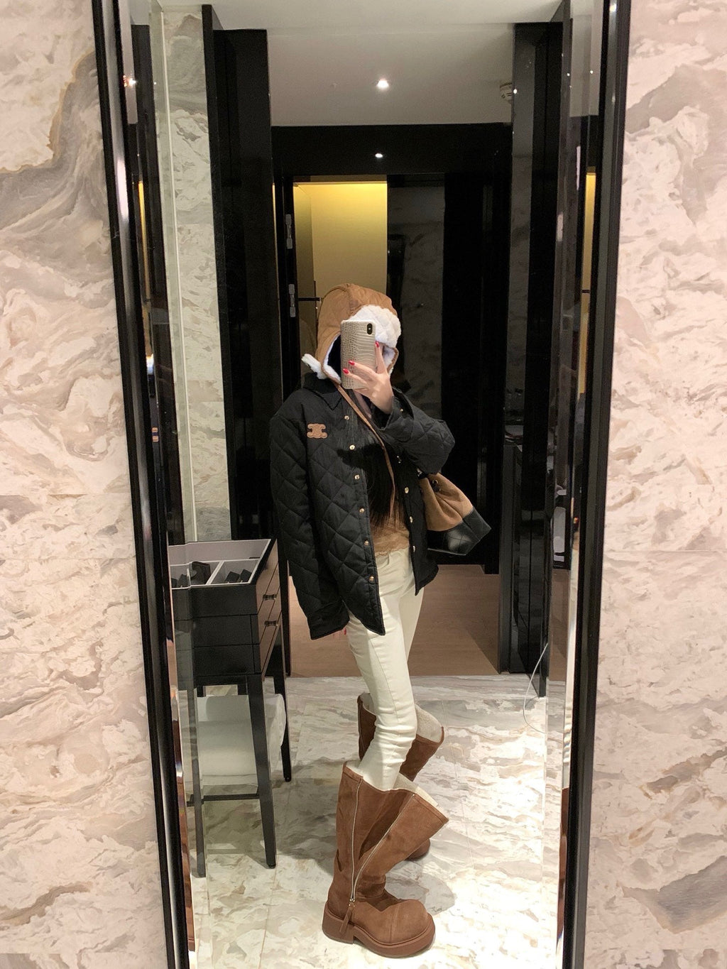 Celine Triomphe Custom Metal Button Puffer Jacket