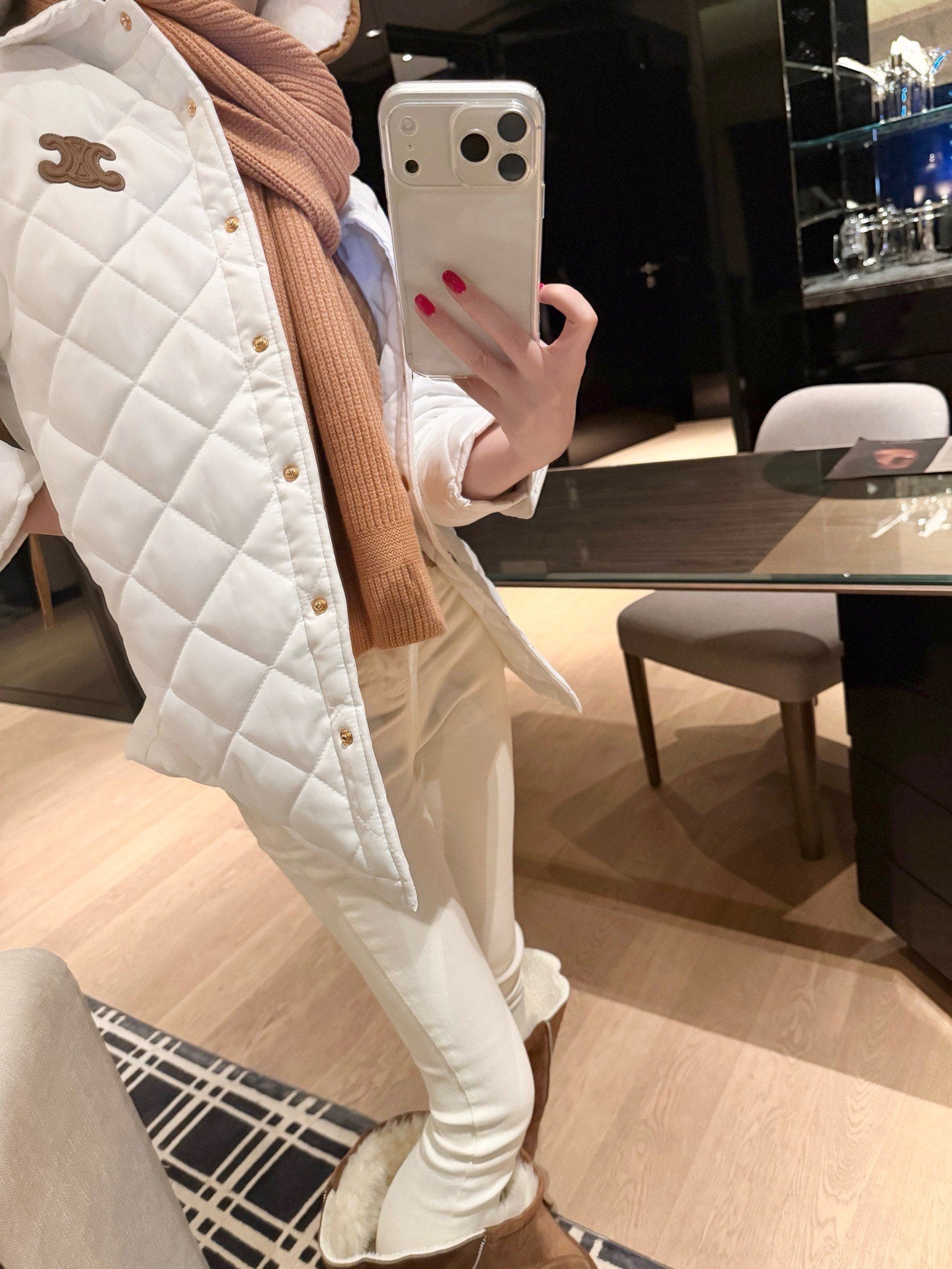Celine Triomphe Custom Metal Button Puffer Jacket