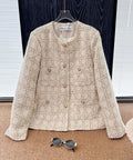 Dior Wealthy Heiress Diamond Quilted Tweed Down Jacket